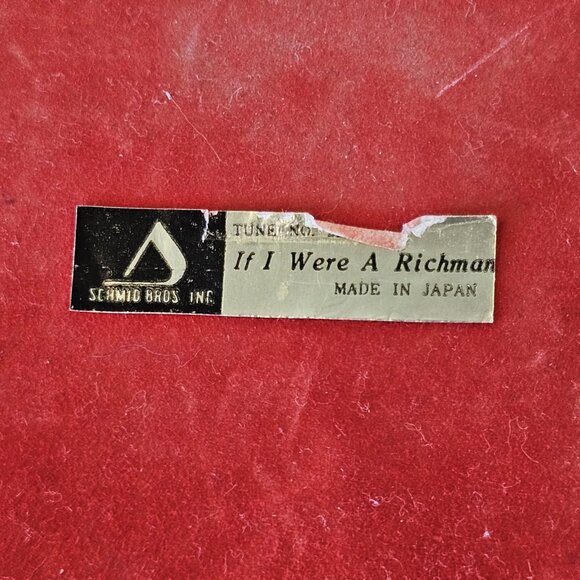 MCM VTG Schmid Bros Musical Jewelry Box Silk Cloth Japan The Red Boy By Lawrence - Picture 10 of 13